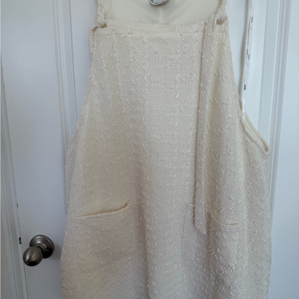 ARULA Textured Cream Sleeveless Dress